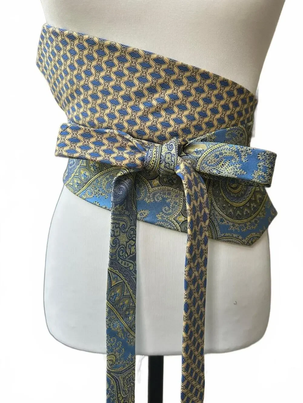 Upcycled Silk Necktie Obi Belt | Handmade Corset Style Belt | One of a Kind | OS